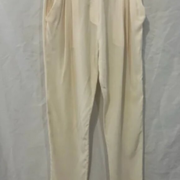 3.1 Phillip Lim Women Ivory Silk Pants Sz O elastic waist pleated clip - Picture 1 of 5